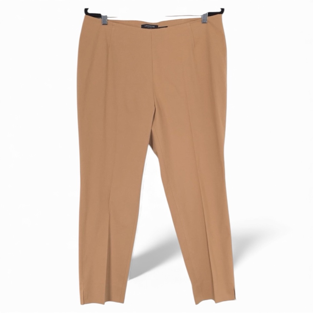 LAFAYETTE 148 Women's Pants Size 14 Stanton Tan Brown Ankle Tapered Leg Slit Hem